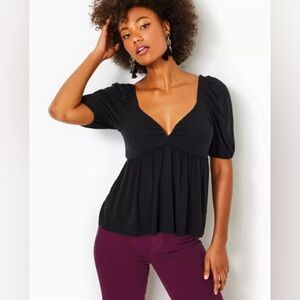 Lilly Pulitzer Floriana Knit Top In Onyx black size XL
